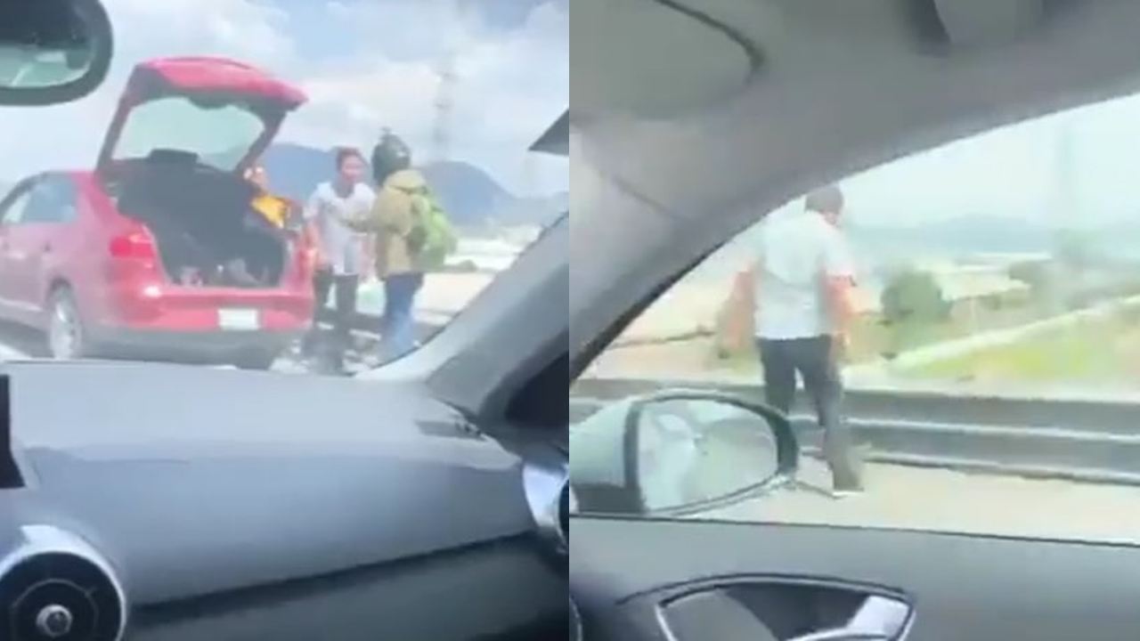 VIDEO: Conductor arroja a repartidor de un puente y huye como si nada