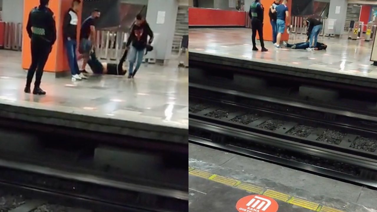 Jóvenes arrastran a su amigo borracho por el Metro de la CDMX para llevarlo a casa