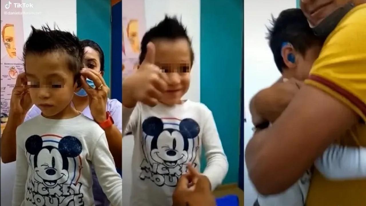 Niño llora de emoción al escuchar por primera vez a sus padres