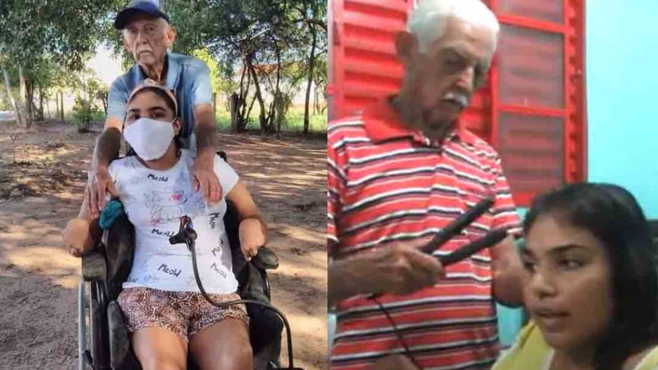 Abuelito aprende a maquillar para ayudar a nieta con parálisis a cumplir su sueño